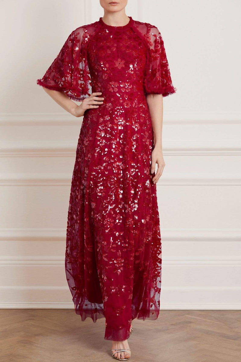 Sequin Ribbon Gown – Red | Needle ☀ Thread